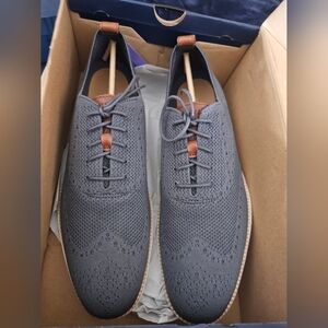 Cole Haan Gray and Brown Oxfords with Brogue Detailing